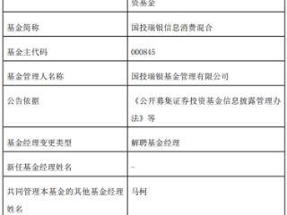 吴默村离任国投瑞银信息消费混合