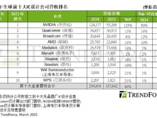 NVIDIA碾压全场独吞50%！全球前十大IC设计公司营收年增49%