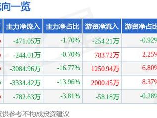 探路者（300005）3月18日主力资金净卖出471.05万元