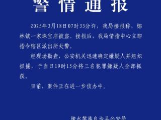 海南陵水警方通报一珠宝店被盗：3名嫌犯全部落网