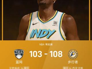 NBA战报：西亚卡姆26分，步行者末节7分半仅得2分以108-103险胜篮网