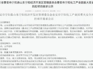 1900万！山东宁阳经济开发区管理委员会力推化工产业园安全防控项目