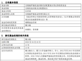 交银优选回报灵活配置混合增聘魏玉敏