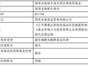 国寿安保裕丰混合基金增聘谢夫