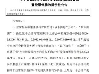 V观财报｜张家界将被ST，4月16日停牌一天