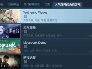 国产《鸣潮》上Steam超受欢迎：登顶人气飙升免费榜