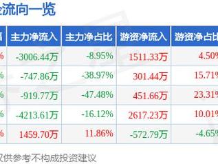 洪田股份（603800）4月30日主力资金净卖出3006.44万元
