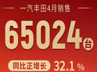 一汽丰田4月销量65024台 同比增长32%