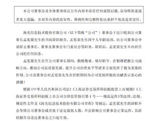 中国算力芯片龙头海光信息董事长辞职！