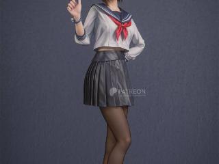 3D区大神《FF7》美图:黑丝JK蒂法与"坏女人"爱丽丝!
