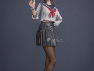 3D区大神发《最终幻想7：重生》美图：JK短发蒂法与"坏女人"爱丽丝