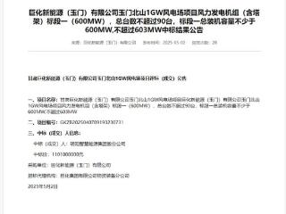 甘肃玉门1GW风电项目开标，这两家整机商中标！