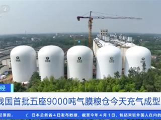 单座储粮够2300万人吃一天！我国首批五座9000吨气膜粮仓充气成型