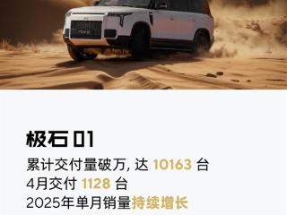 上市22个月后：极石01累计交付量正式突破10000台