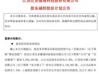 逢高减磅！泛亚微透两股东拟合减不超7%股份，公司股票年内大涨逾8成