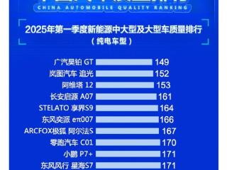 逗我吗！2025年Q1新能源中大/大型车质量排行出炉：网友看完质疑真实性