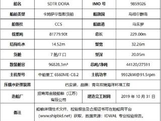 【重磅】拍船网-8.18万吨优质散货船“SDTR DORA”竞拍报名通道已开启！