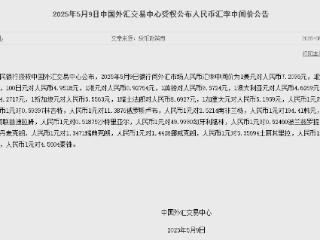 5月9日人民币汇率中间价公布：1美元对人民币7.2095元