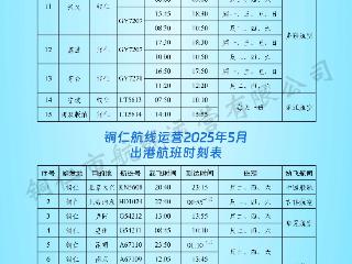 6月20日起，铜仁这条航线有调整