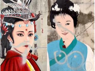 长沙“金陵十二钗”墙绘多个人物被人涂鸦，作者：没报警，已修复