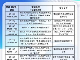 @重庆高校毕业生 多场招聘会来了，找工作的同学别错过