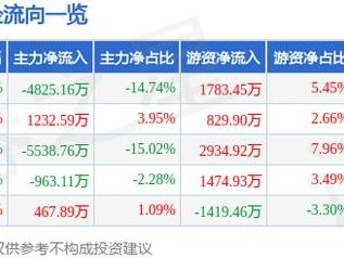 千里科技（601777）5月14日主力资金净卖出4825.16万元