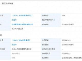 哪吒汽车创始人被冻结2000万元股权