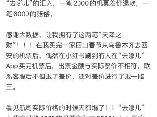 女子称在去哪儿买机票遭遇“价单不符”：花4322元买4张机票，行程单总价仅2300元