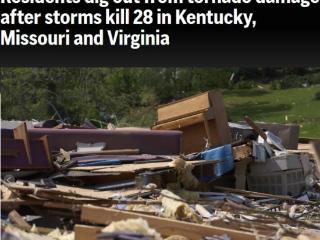 恶劣天气席卷美国多地 已造成至少28人死亡