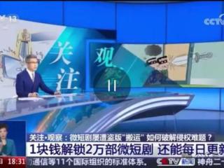 央视曝光微短剧盗版乱象：1元能买2万部