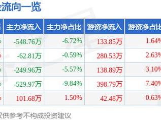 亚翔集成（603929）5月19日主力资金净卖出548.76万元