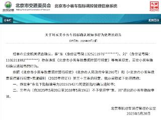 两人买卖小客车指标确认通知书 北京通报处理措施