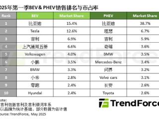 全球纯电汽车销量TOP10出炉：小米凭一款车型跃至第8名