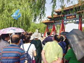 夏日荷风醉客心，大明湖畔游人如织