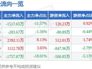 乔锋智能（301603）5月21日主力资金净卖出1517.65万元
