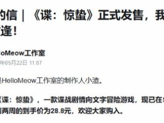 开发5年的国产谍战新作今日发售!工作室却惨遭解散