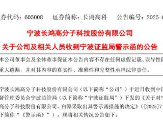 V观财报｜长鸿高科未及时履行信披义务遭警示