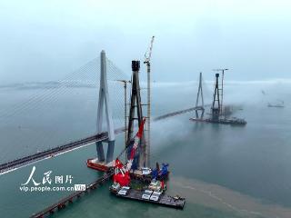 浙江：宁波市域铁路象山港跨海大桥开始全面架梁