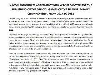 接替EA重磅回归！NACON签下WRC游戏独家发行权