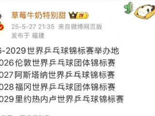中国落选！2026-2029乒乓球世锦赛举办地出炉，中国申办2029落选