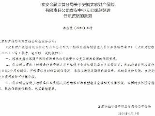 史巍核准担任大家财产保险有限责任公司泰安中心支公司总经理