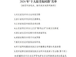交通运输部公布2024年“十大最美农村路”和“最具人气的路”