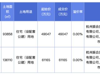 杭州临平区两宗地块底价成交，5月土拍共计收金约93亿元