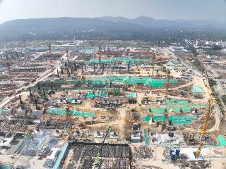 南京北站进入站房主体结构施工阶段